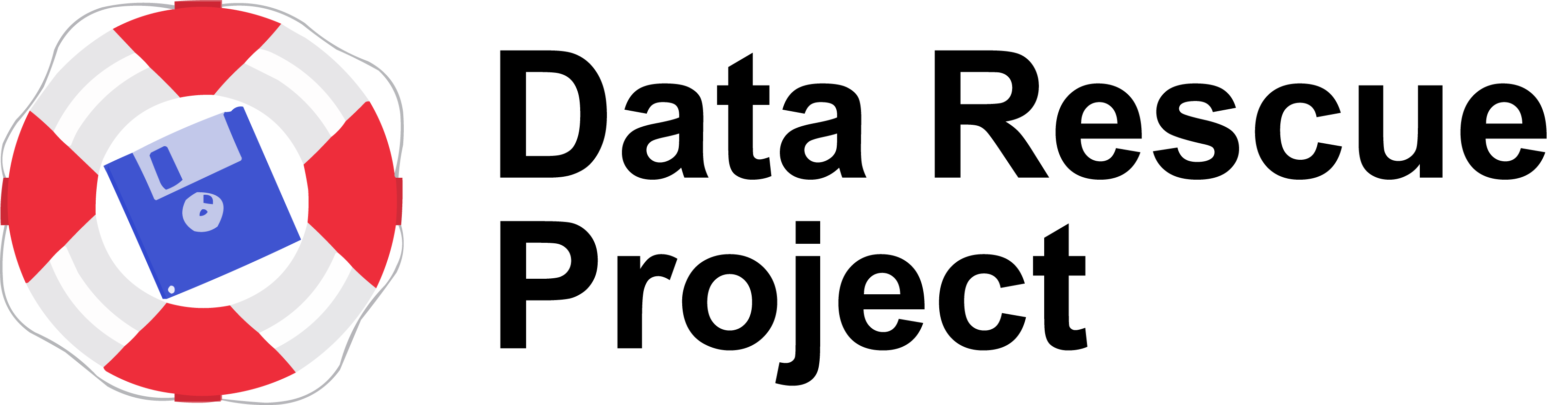 Data Rescue Project logo: life preserver with floppy disk in middle, next to words Data Rescue Project