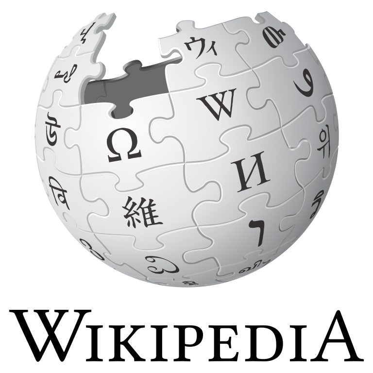 wikipedia logo: globe with icons over the words wikipedia